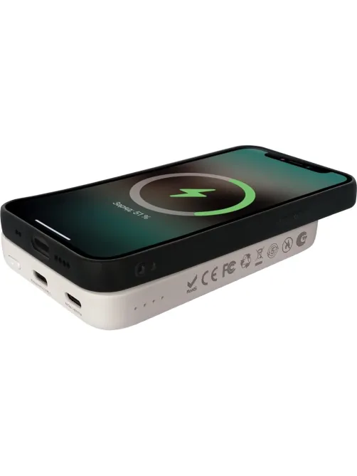 Внешний аккумулятор SOLOVE (Mi) W12 5000mAh MagSafe 20W QC+PD 3A, бежевый