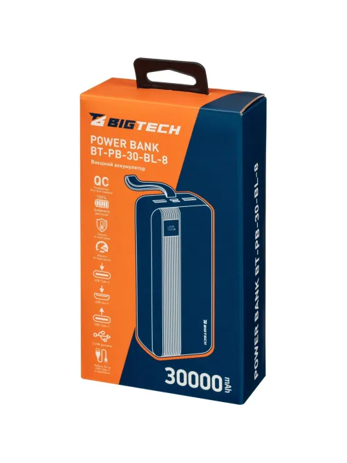 Внешний аккумулятор BigTech (BT-PB-30-BL-8) 30000 mAh черный