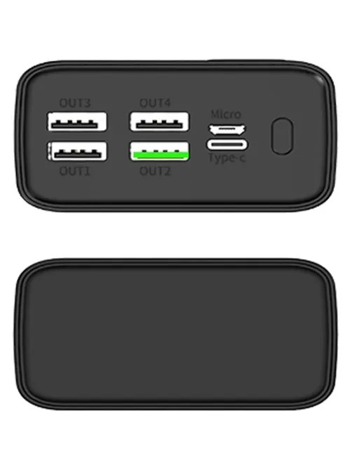 Внешний аккумулятор PERO PB07 30000 mAh,Li-Pol,output USB-C + 4USB-A,черный
