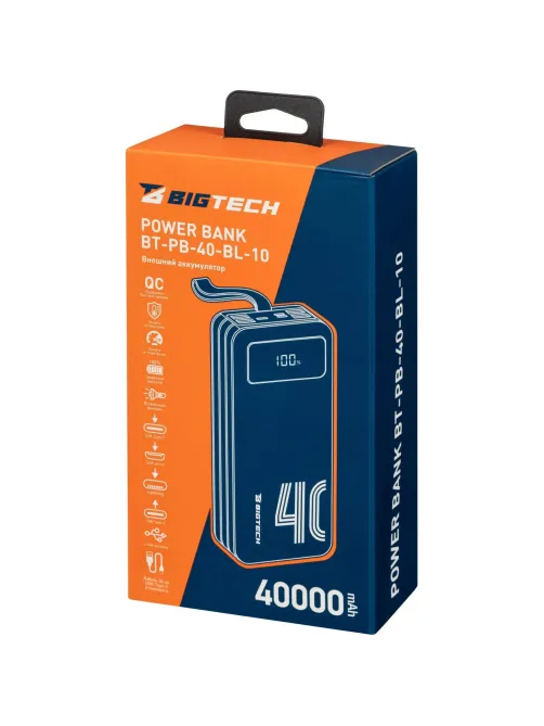 Внешний аккумулятор BigTech (BT-PB-40-BL-10) 40000 mAh черный