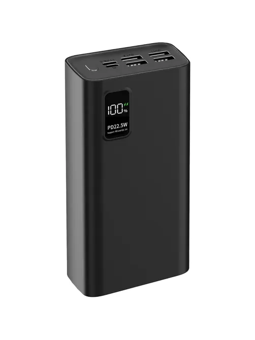 Внешний аккумулятор PERO PB07 30000 mAh,Li-Pol,output USB-C + 4USB-A,черный