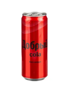 Напиток Добрый Cola без сахара, газ ж/б 0,33л