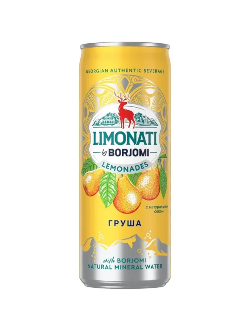 Напиток Боржоми Груша, газ ж/б, 0,33л