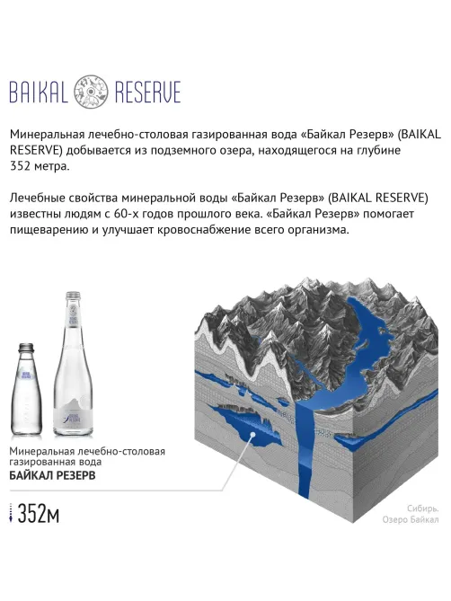 Вода минеральная Байкал Резерв/Baikal Reserve леч-ст при газ стекло 0,75л