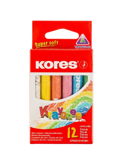 Мелки восковые 12цв трехгранные KRAYONES Kores 33101.02