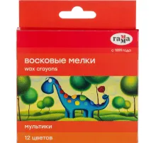 Мелки восковые Гамма Мультики круглые, 8x90 мм, 12 цветов,2131018_01_29