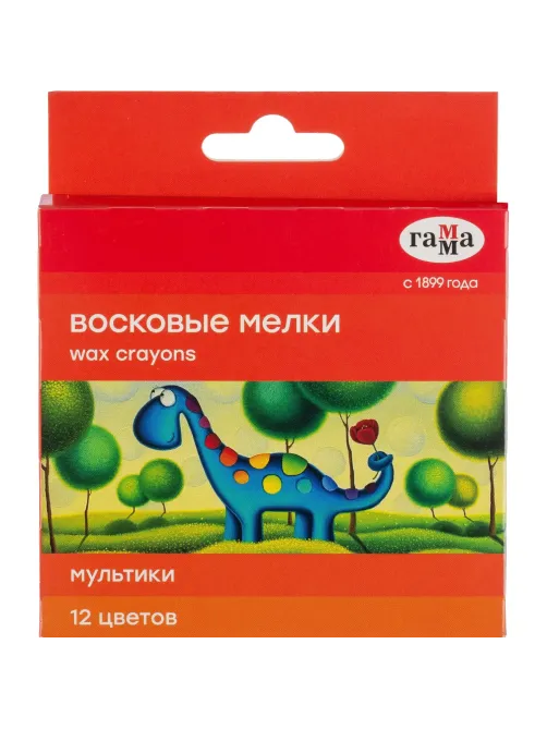 Мелки восковые Гамма Мультики круглые, 8x90 мм, 12 цветов,2131018_01_29