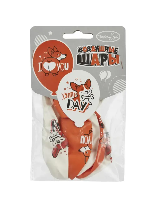 Набор шаров WHITE&ORANGE Корги СДР 5шт/уп в ассортимен M 12/30см 6073138