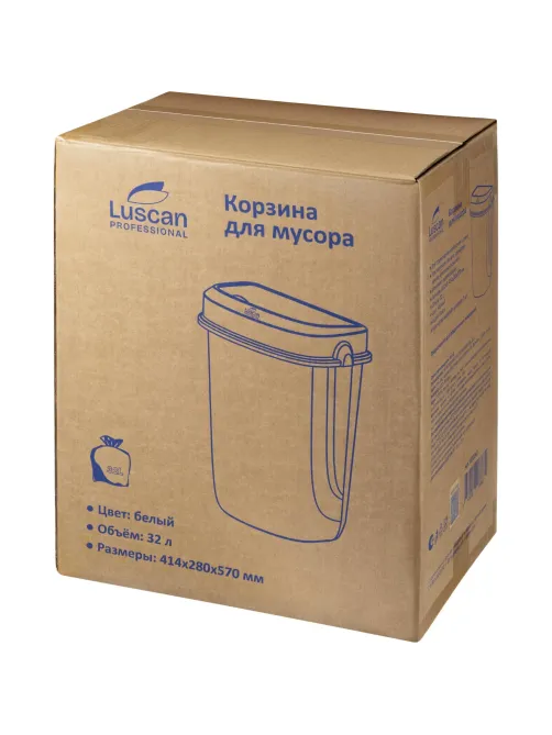 Контейнер для мусора (корзина) Luscan Prof Etalon 32л белый 151040