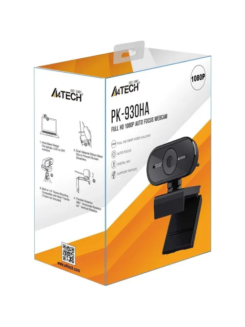 Веб-камера A4Tech PK-930HA черный 2Mpix (1920x1080) USB2.0 с микрофоном