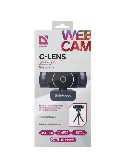 Веб-камера Defender G-lens 2590 QHD 2K 1440p, 3.7МП (63113)