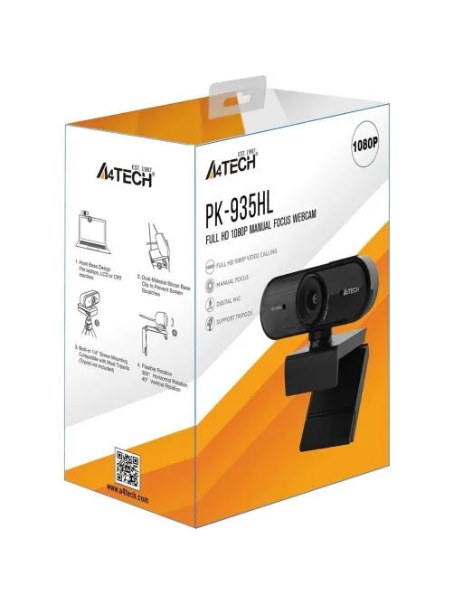 Веб-камера A4Tech (PK-935HL) черный 2Mpix (1920x1080) USB2.0 с микрофоном