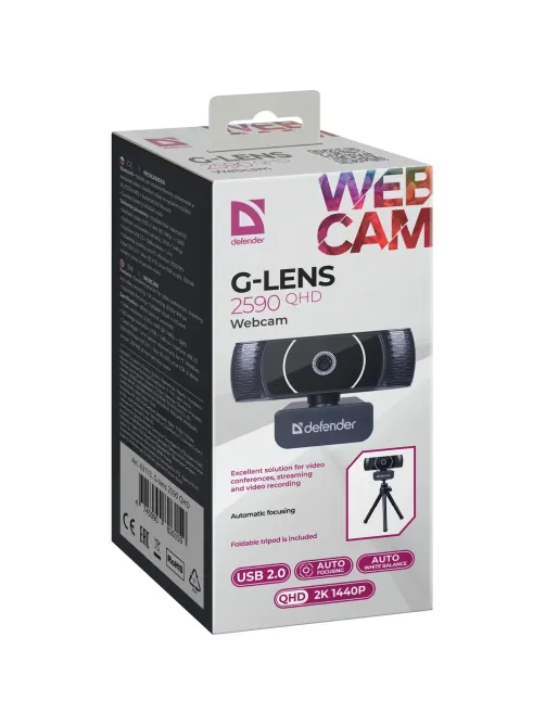 Веб-камера Defender G-lens 2590 QHD 2K 1440p, 3.7МП (63113)