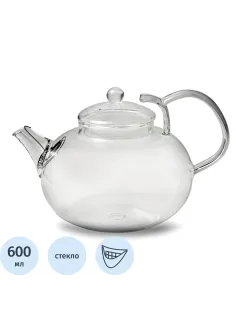 Чайник заварочный 600мл стекл. ИВАН-ЧАЙ (пружина в носике) (TP106)