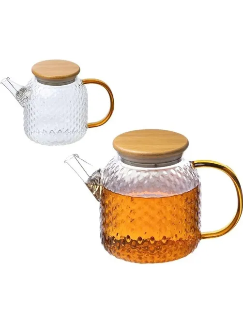 Чайник заварочный AROMA, объем 1л,из боросилик стекла,с крышк бамбук,105040