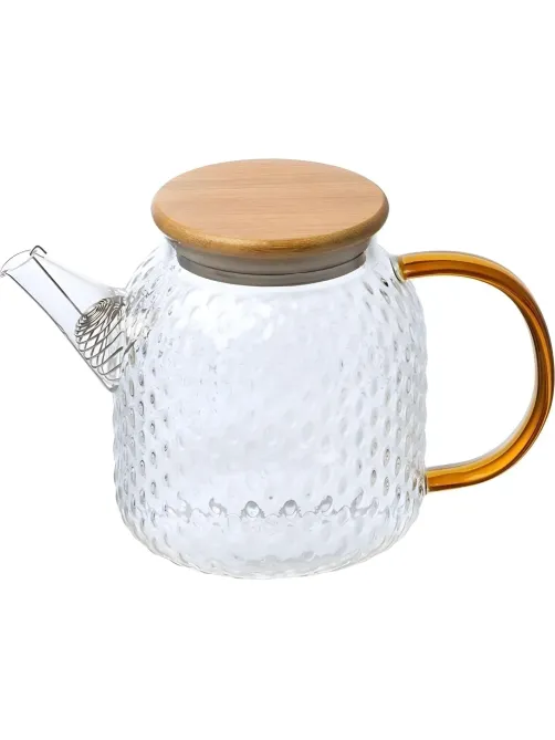 Чайник заварочный AROMA, объем 1л,из боросилик стекла,с крышк бамбук,105040