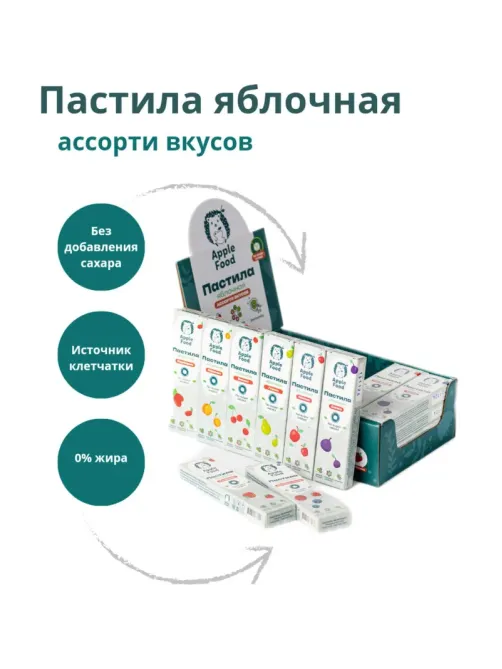 Пастила Apple Food слив_барб_гр_абр_клуб_лес.яг_виш_ябл (960г) 40гx24шт/уп
