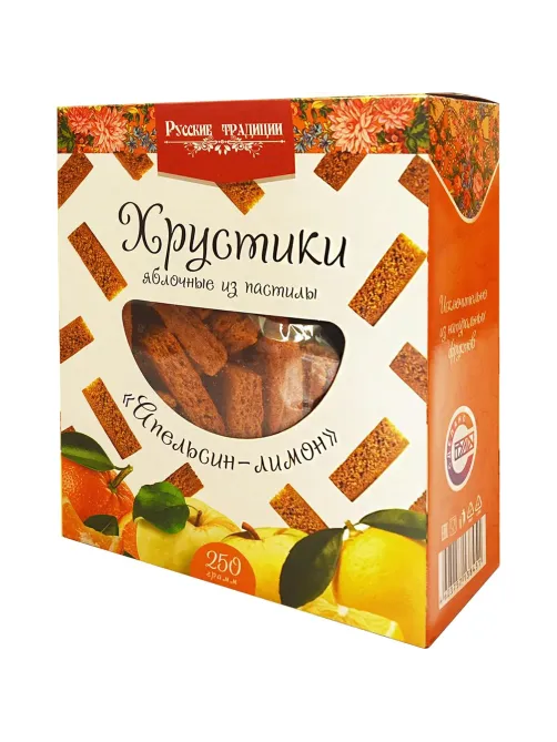 Пастила Хрустики яблочные Апельсин-лимон (без сахара) 250г