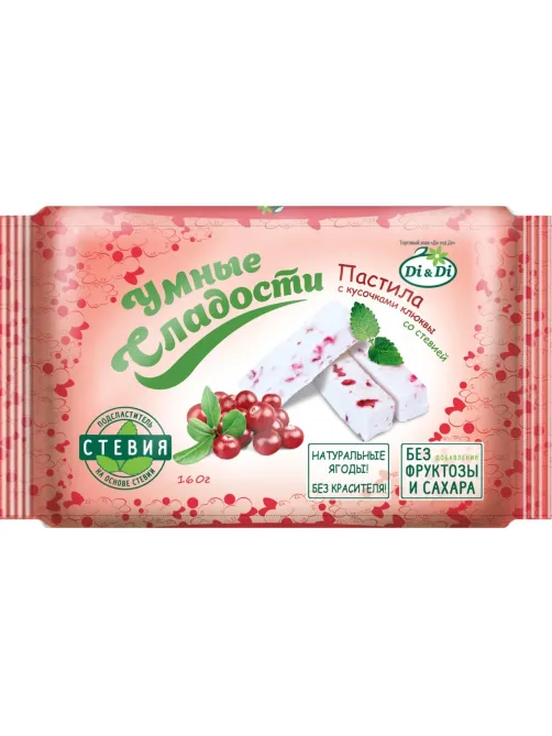 Пастила Умные сладости Di&Di с кусочками клюквы, стевия, 160г