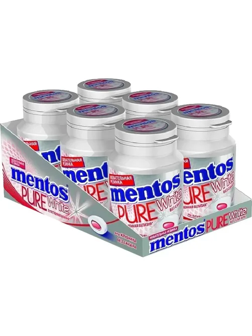 Жевательная резинка Mentos Pure White Клубника, 54г