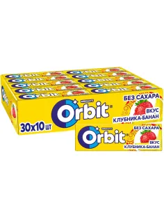Жевательная резинка Orbit Клубника-банан без сахара, 13,6гх30шт/уп