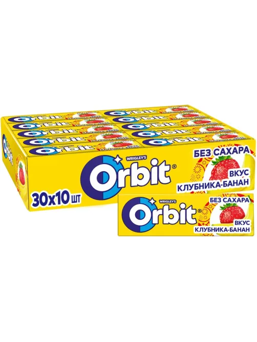 Жевательная резинка Orbit Клубника-банан без сахара, 13,6гх30шт/уп
