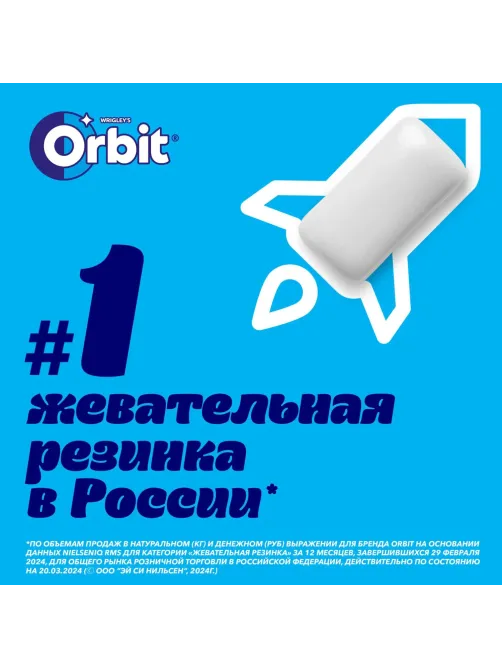 Жевательная резинка Orbit Клубника-банан без сахара, 13,6гх30шт/уп