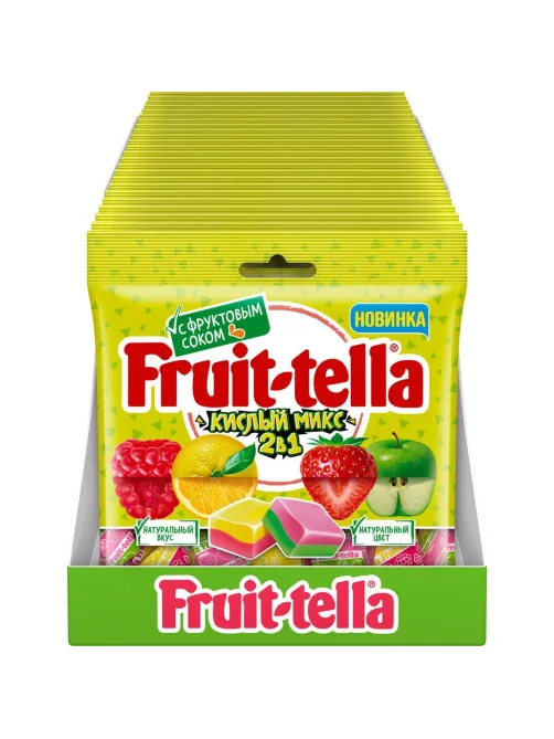 Конфеты жевательные Кислый микс Fruittella, 2в1, 70гx24шт/уп