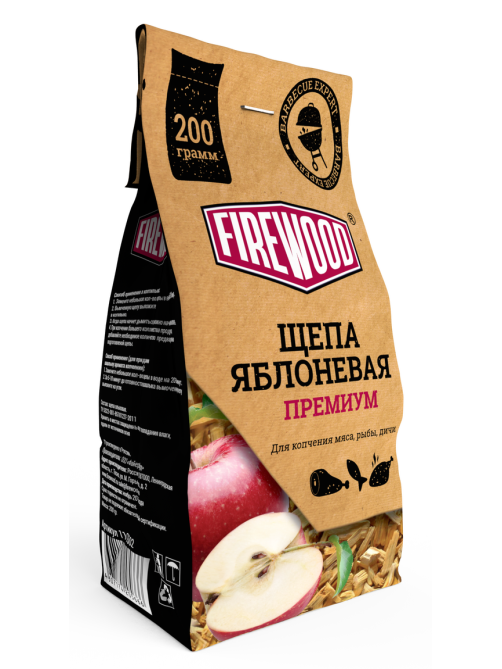 Щепа для копчения Firewood яблоневая, 200г