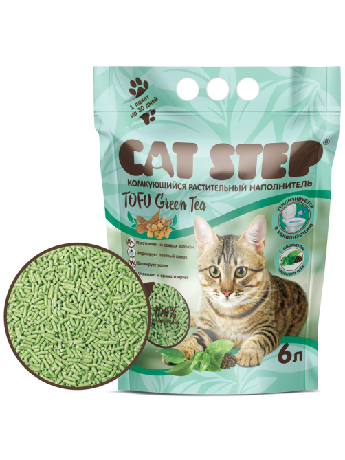 Наполнитель Cat Step Tofu Green tea комкующийся, 2.7кг