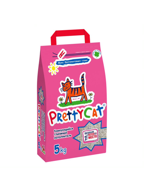 Наполнитель для кошачьего туалета PrettyCat комкующийся глиняный, 5кг
