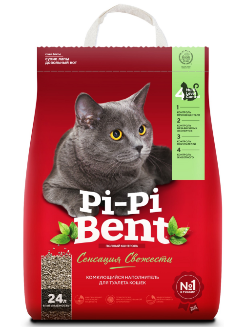 Наполнитель Pi-Pi Bent Сенсация свежести комкующийся, 10кг