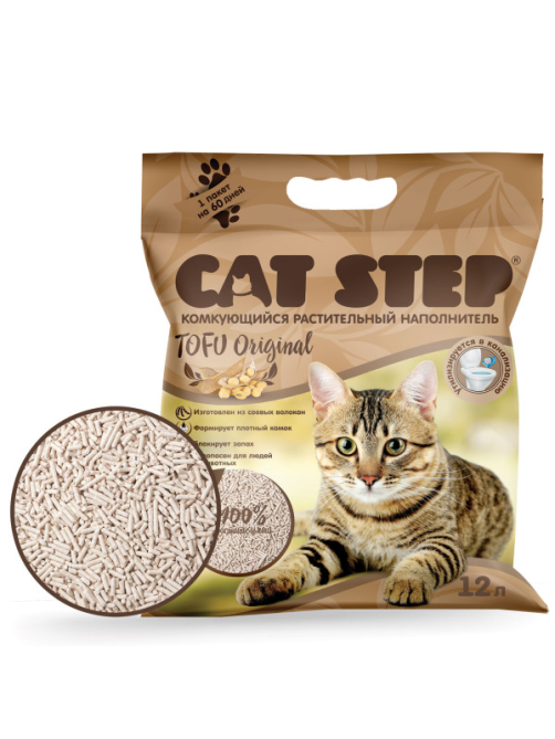 Наполнитель для кошачьего туалета Cat Step Тофу оригинальный комкующийся, 12л