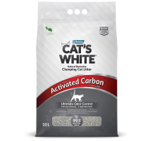 Наполнитель Cats White Activated Carbon комкующийся с активированным углем для кошачьего туалета, 10л