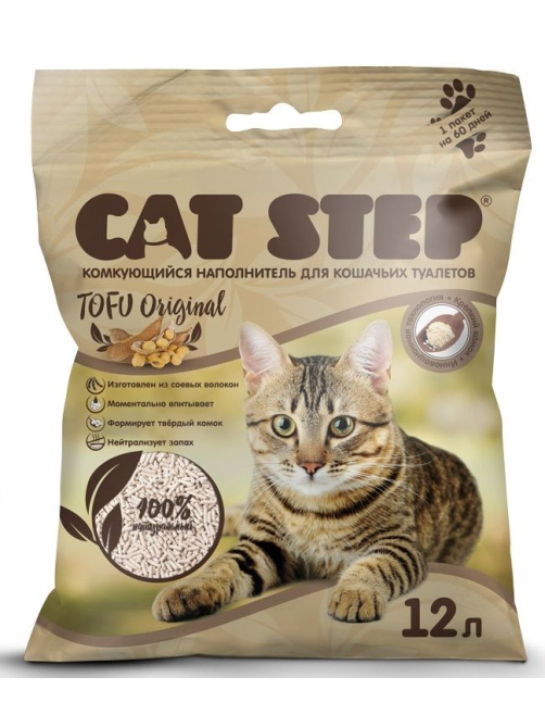 Наполнитель для кошачьего туалета Cat Step Тофу оригинальный комкующийся, 12л