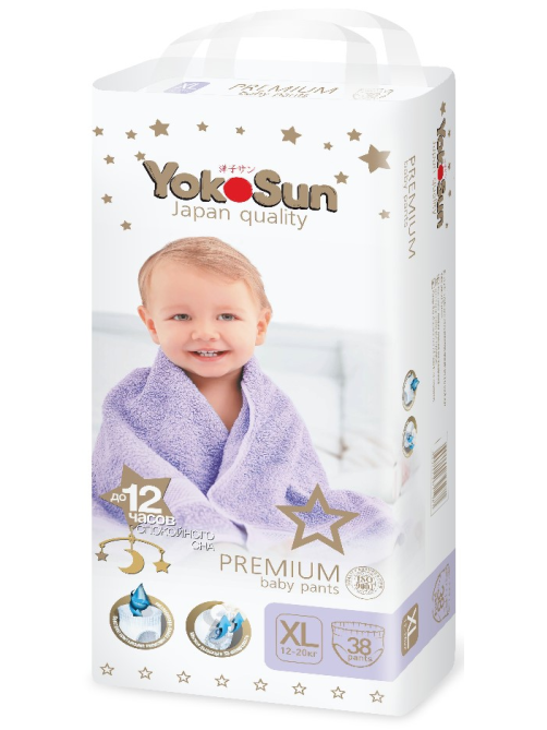 Подгузники-трусики YokoSun Premium XL 12-20кг, 38шт
