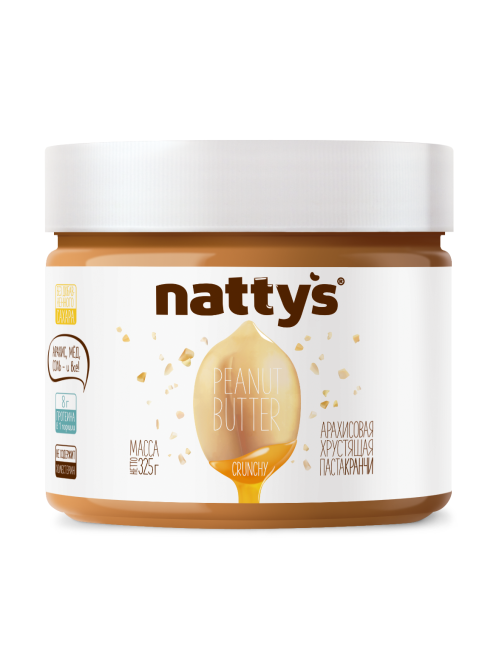 Арахисовая паста Nattys Crunchy хрустящая с медом, 325г