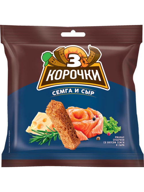 Сухарики 3 корочки семга и сыр, 100г