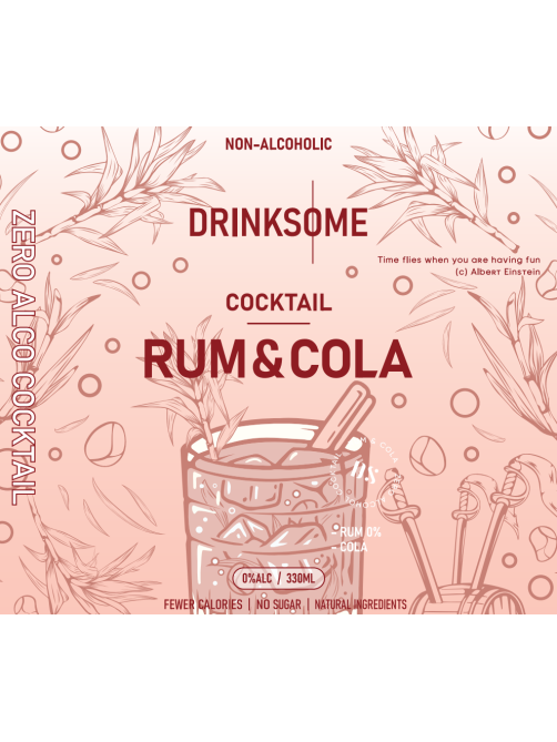 Напиток безалкогольный Drinksome Cocktail Rum&Cola Коктейль Ром и Кола газированный, 330мл