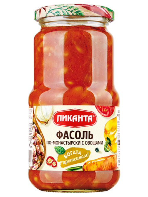 Фасоль белая Пиканта По-монастырски с овощами, 470г