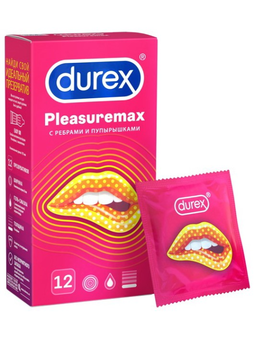 Презервативы Durex Pleasuremax рельефные с ребрами и пупырышками, 12шт