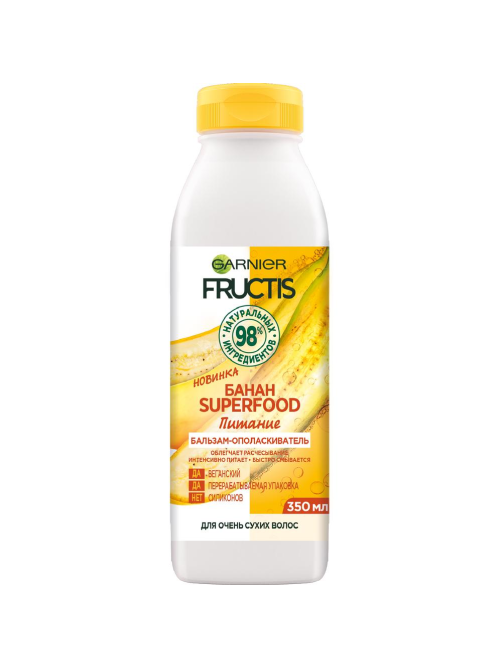 Бальзам-ополаскиватель для волос Garnier Fructis Superfood Банан питание для очень сухих волос, 350мл