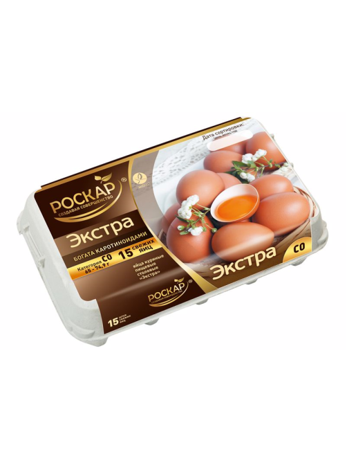 Яйцо куриное Птицефабрика Роскар С0 Экстра яркий желток, 15шт