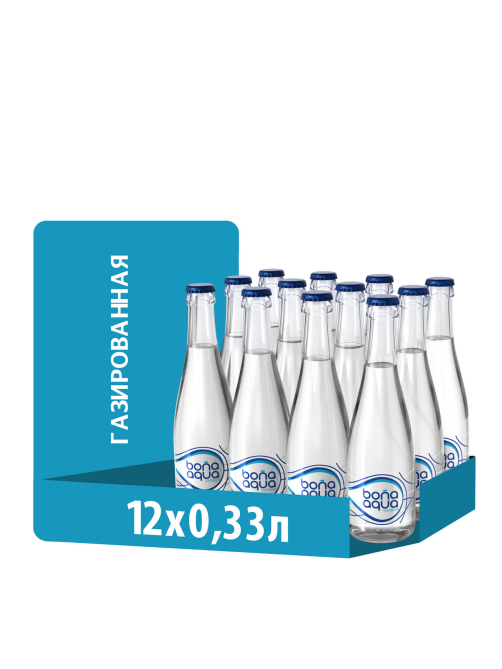 Вода BonaAqua питьевая газированная стекло, 330мл x 12 шт
