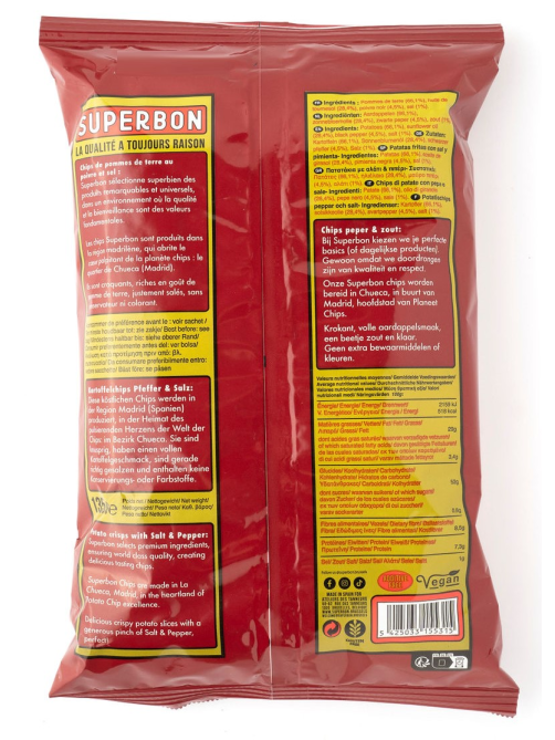 Чипсы картофельные Superbon с солью и перцем, 135г