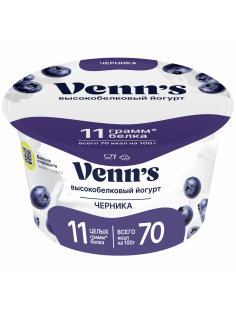 Йогурт греческий Venns с черникой 0.1%, 130г