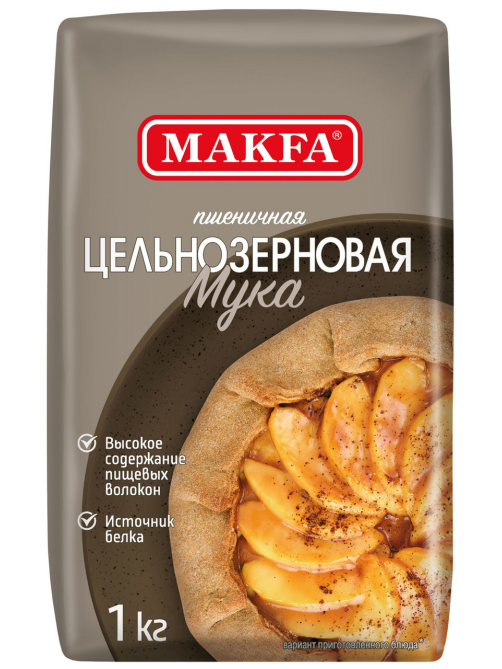 Мука Makfa пшеничная цельнозерновая, 1кг