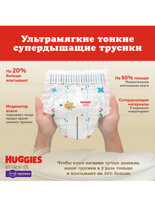 Подгузники-трусики Huggies Elite Soft 3 размер 6-11кг, 48шт
