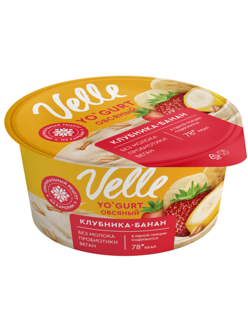 Продукт овсяный Velle клубника-банан, 130г