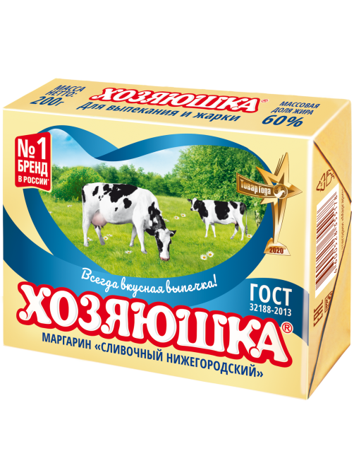 Маргарин Хозяюшка Сливочный Нижегородский ГОСТ 60%, 200г